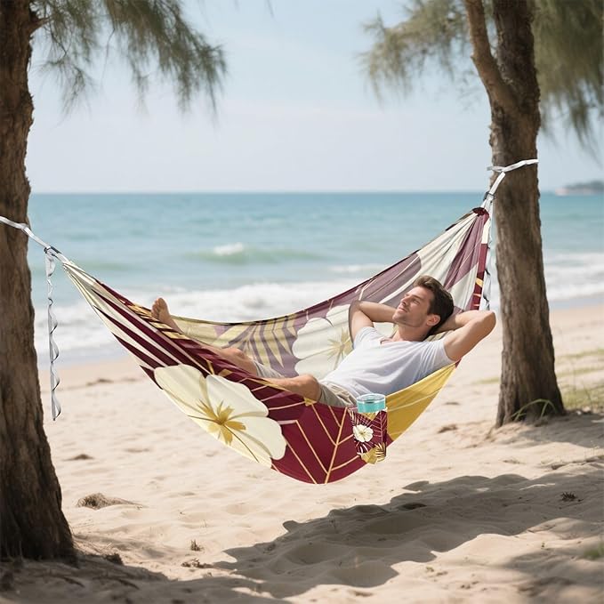 Geometric Tropical Print Hammocks for Camping with Portabl Carry Bag Portable Hammock Indoor Outdoor Patio
