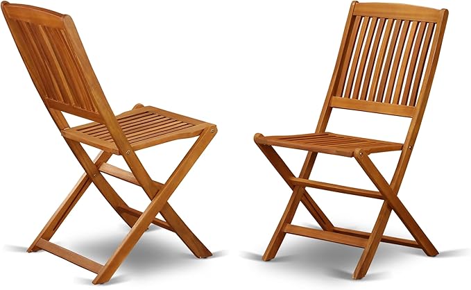 East West Furniture DICM7CWNA 7 Piece Patio Dining Set Consist of an Oval Outdoor Acacia Wood Table and 6 Folding Side Chairs, 36x60 Inch, Natural Oil