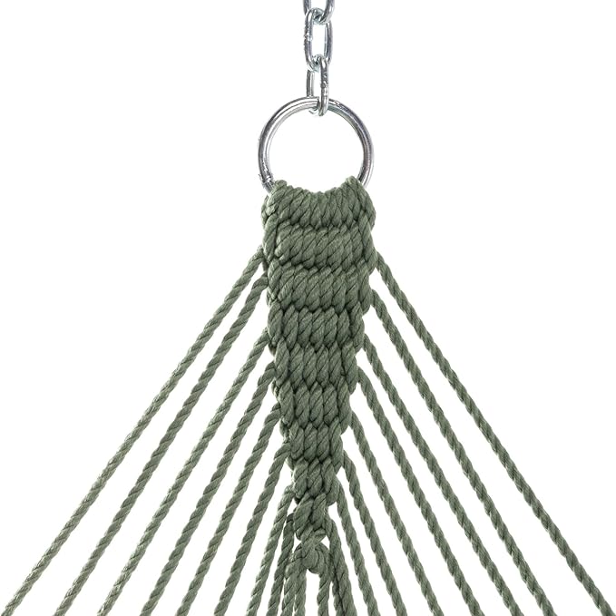 Hatteras Hammocks Small Meadow DuraCord Rope Hammock – 11 ft. x 45 in., 450 lb Capacity, Cumaru Spreader Bar, Zinc-Plated Hardware, Handcrafted in The USA