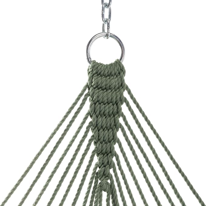 Hatteras Hammocks Small Meadow DuraCord Rope Hammock – 11 ft. x 45 in., 450 lb Capacity, Cumaru Spreader Bar, Zinc-Plated Hardware, Handcrafted in The USA