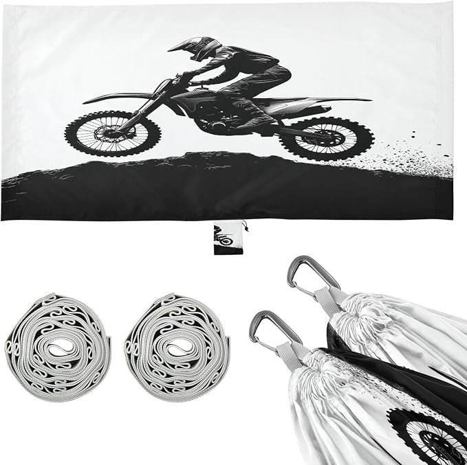 Motocross Racer Camping Hammock, Portable Lightweight Single Hammock with Tree Straps and Aluminum Carabiners, 114" x 54" Travel Hammock for Hiking Backpacking Beach