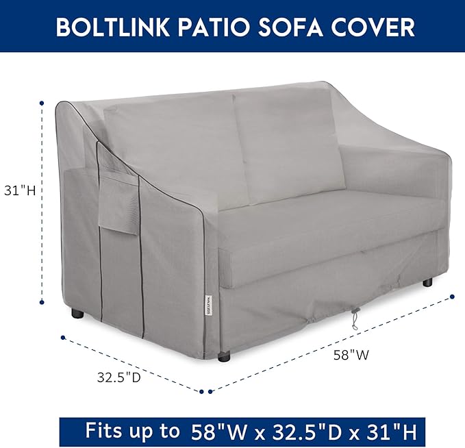 Outdoor Patio Furniture Covers Waterproof,Durable Loveseat Sofa Cover Fits up to 58W x 32.5D x 31H inches Grey