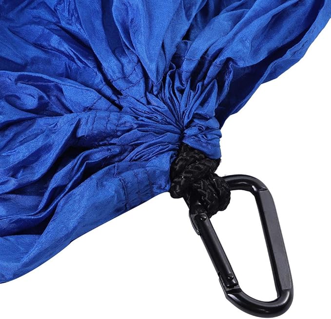 Portable Camping Travel Double Hammock, Hanging Bed with Tree Straps, Lightweight Nylon Taffeta Hammock for Two, Includes 2 Tree Straps and Metal Buckles for Outdoor (Blue)