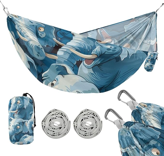 Cartoon Cute Blue Elephant 330lb Capacity Outdoor Hammock with Hanging Ropree Hammock for Outside Patio Garden amacas para patios con Base de adultos
