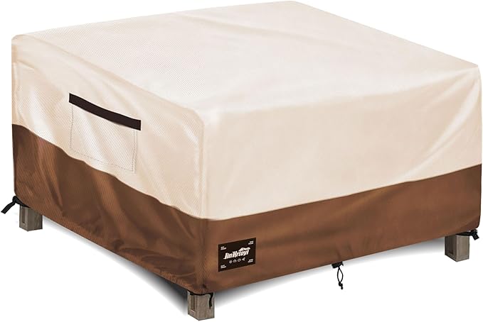 JinHrtoyi Patio Square Table Cover,40Wx40Dx23H Inches 100% Waterproof Heavy Duty Outdoor Coffee Table Cover,Beige&Brown Modern Style Outdoor Furniture Covers