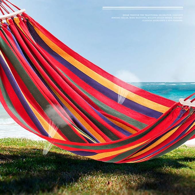 Single Camping Hammock 550lb Anti-Rollover Canvas Comfortable Fabric Hammock with Tree Straps for Backpacking Outdoor Travel Beach Backyard (Red)