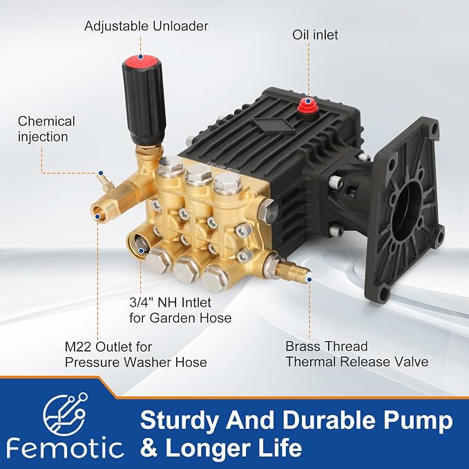Pressure Washer Pump 1 Inch Shaft,Pressure Washer Pump 4400 psi,Power Washer Pump 4.8gpm 8-15 HP 22 Pounds Including Lubricant,Compatible with Simpson Honda Dewalt Troybilt
