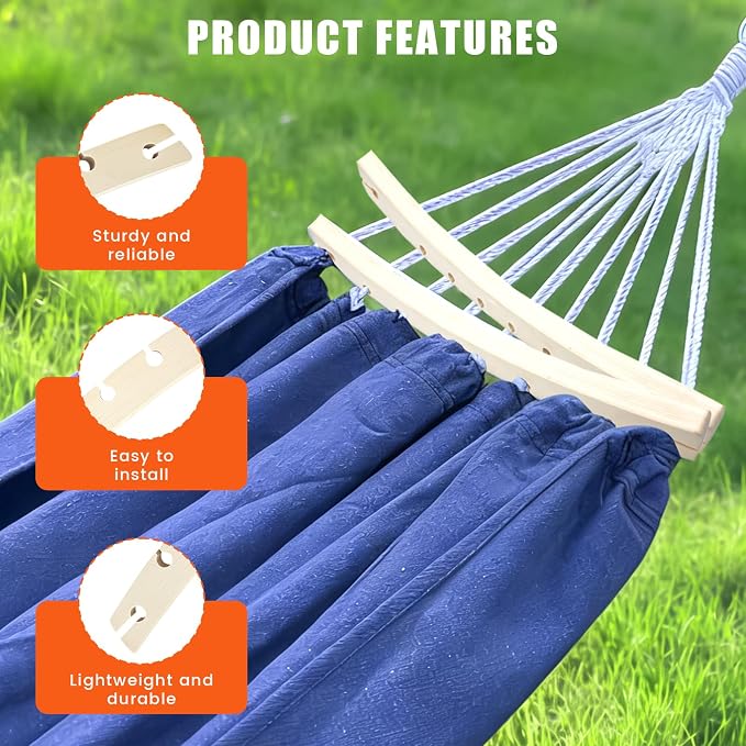 2 PCS Detachable Hammock Spreader Bars, Wooden Hammock Spreader Bar, Hammocks Durable Replacement Accessories Bars for Patio, Backyard, Camping, Garden