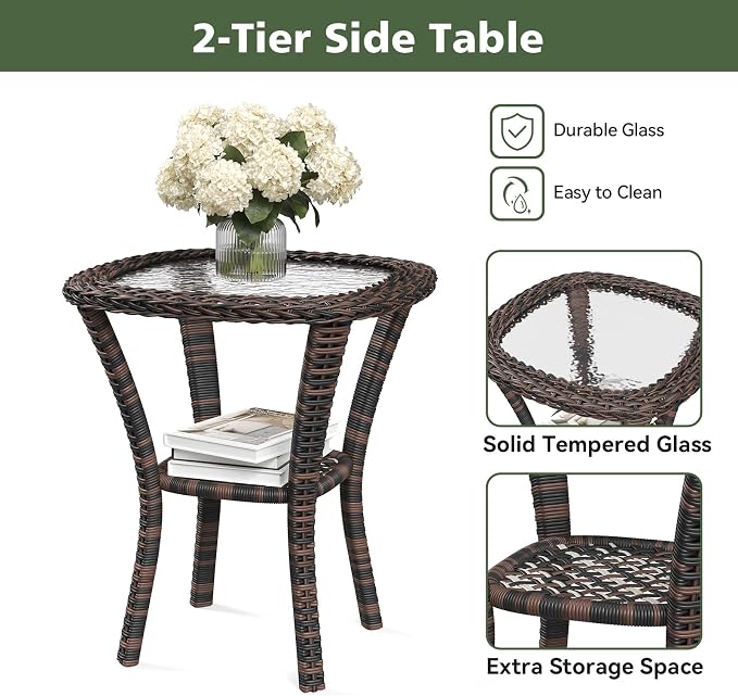 Aoxun 12 Piece Outdoor Patio Furniture Set with Coffee Table, Wicker Rattan Outdoor Furniture with High Back Swivel Rocker Chairs, Outdoor Conversation Set with Thick Cushion & Ottoman, Beige