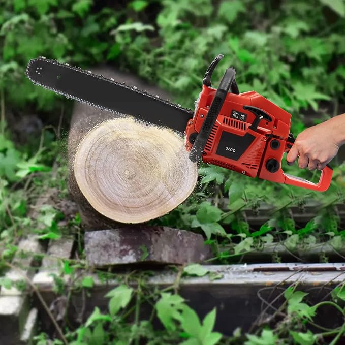 Chainsaw Gas Powered 52cc 20 Inch Chain Saw, 2 Stroke Handheld Cordless Petrol Chainsaws With Fuel Tank, Heavy Duty Chainsaw For Wood Trees Cutting Garden Farm Ranch Home