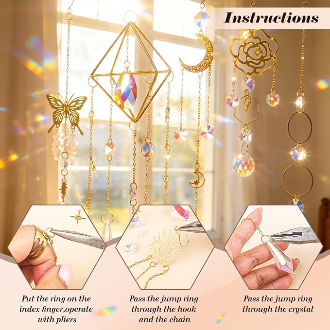 407 pcs DIY Sun Catchers for Adults, DIY Suncatchers Making Kits,Hanging Decorative Suncatcher, Crystals Rainbow Maker for Indoor Home Decor