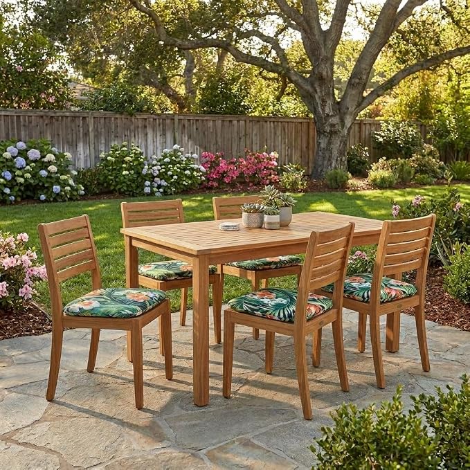 BrylaneHome Bh Outdoor Performance Set of 4 Stacking Chair Pads - Black Ikat