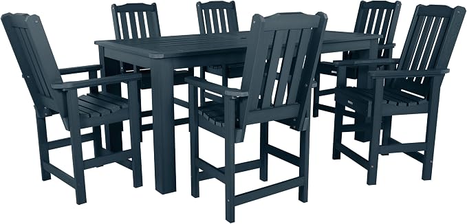 Highwood AD-ST7LH2CO5BA-FBE Lehigh 7pc Rectangular Counter Height Dining Set 84" x 42", Federal Blue