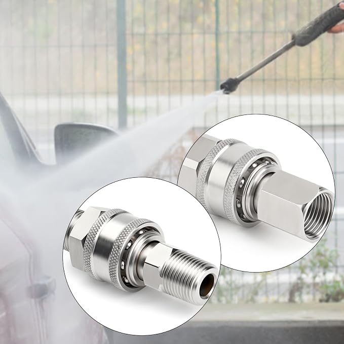 TAISHER 1PCS 304 Stainless Steel Pressure Washer Adapter Kit, NPT Quick Connect Fittings, 3/8" NPT Thread