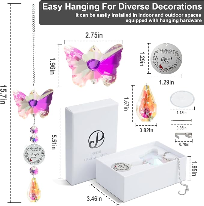 Unique Memorial Sympathy Gifts for Loss Loved One,Bereavement Gift Idea Crystal Rainbow Maker Butterfly Suncatcher in Remembrance Gifts for Grief Sorry for You Loss Mum Dad