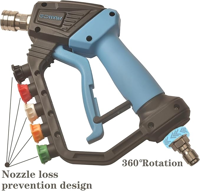 GDHXW 5000 PSI High Power Pressure Washer Gun with Swivel,with Foam Cannon 2 Adapter 5 Pressure Washer Nozzles
