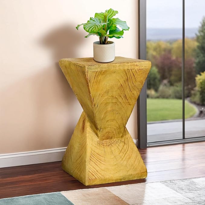 Stylish 19.6" H End Table Adding a Touch of Modern Charm to Your Porch, Patio, Garden – Decorative Concrete Side Table for Living Room or Bedroom