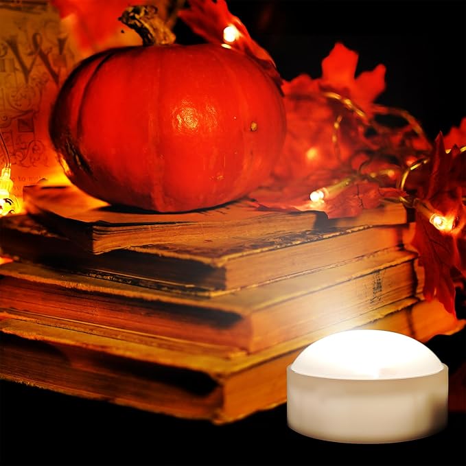 2 PCS Halloween Pumpkin Lights with Remote and Timer Battery Operated LED Bright Flickering Flameless Candle Set Bulk for Jack-O-Lantern Décor Halloween Party Home Spooky Decorations, White Color