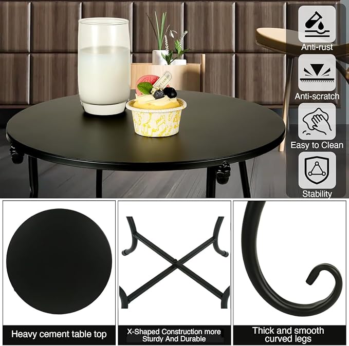 Fashion&cool Patio Side Table, Weather Resistant Metal End Table Side Table for Patio Yard Porch Balcony Garden Bedside, Easy Assemble