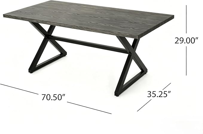 7 Piece Dining Table Set for 6, Aluminum Frame with Ultra Breathable Hollow Woven Rope Armchairs, Wood-Like Tabletop, for Dining Room, Kitchen, Garden, Backyard, Deck & Poolside,Gray