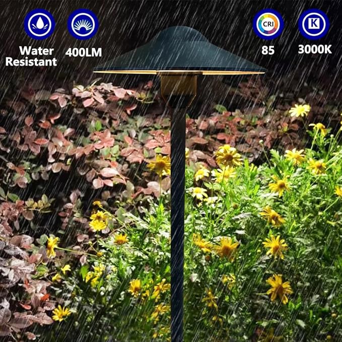 Arrownine Cast Aluminum Low Voltage Landscape Path Area Spread Lighting Pathway Lights Included Ground Spike,Wire Connectors Replaceable 3 Watts G4 LED Bulb Warm White 2-Pack (Black Finish)