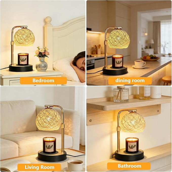 2-Pack Smart Timer Wax Warmer Lamp,Dimmable Flameless Melting Wax Lamp with Auto-Off Function,2-in-1Candle Warmer,No Fire No Smoke Safe for Kids Room,Modern Home Decor Lamp Gift for Family