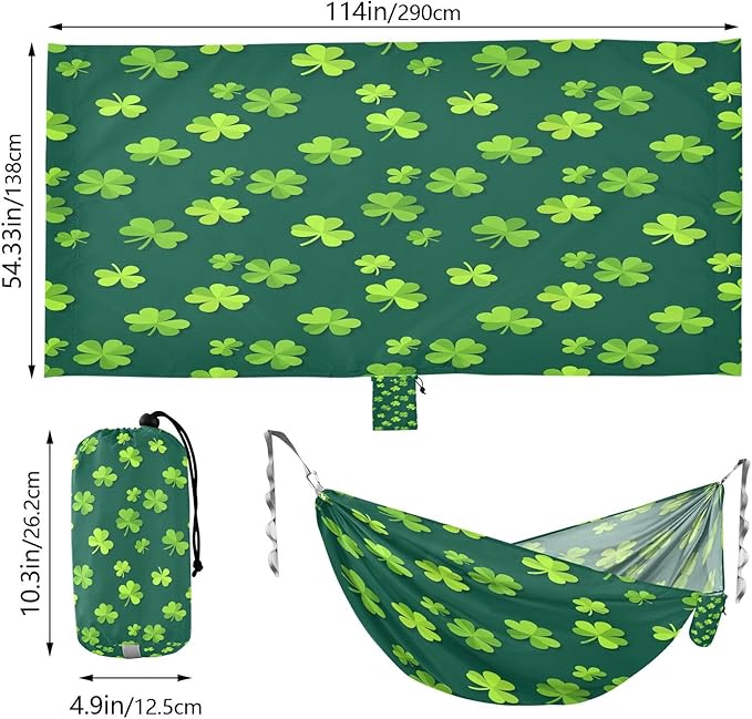 Hammocks for Outside Four-Leaf Clovers Camping Hammock Portable Hammocks with Tree Straps and Carry Bag Camping Accessories for Hiking Beach Outdoor