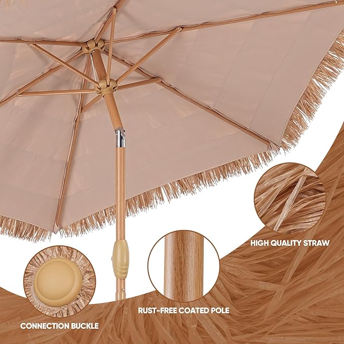 7.5ft Hula Thatched Tiki Umbrella,Hawaiian Style Beach Umbrella