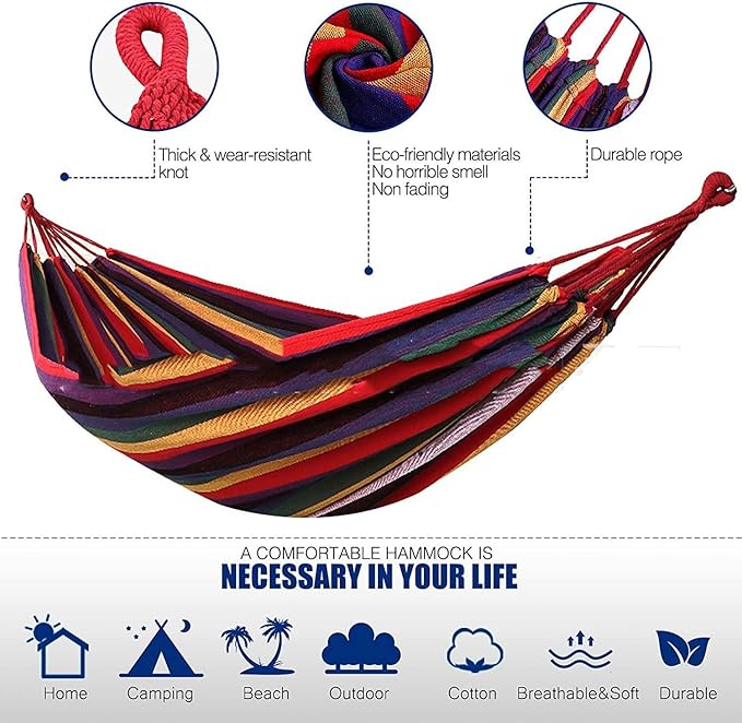 Hanging Durable Camping Hammock, Colorful Multifunctional Lightweight Hammocks, Portable Hammock Swing with Travel Bag, for Camping Garden Beach (Color : B, Size : 210x150cm)