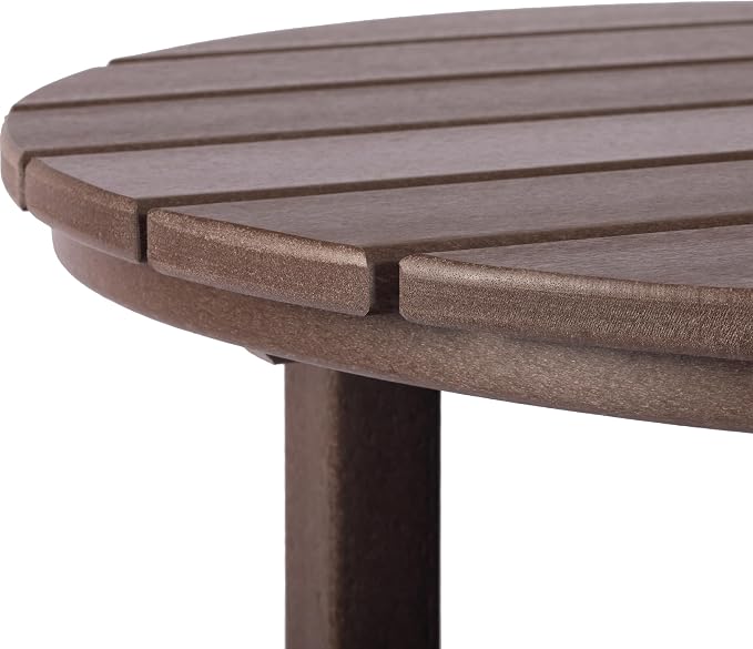 Costaelm Outdoor Bar Table, 37" Counter Height Round Patio Cocktail Bar Table, Patio Bar Table Bistro Dining Table Pub Table for Front Porch Deck, Backyard, Garden, Dark Brown