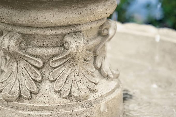 Ibiza 46" High Large Italian Outdoor Decor Sand Stone Floor Fountain with Light LED Waterfall 3-Tier Standing Basin Water Feature for Outside Garden Patio Yard Backyard Porch - John Timberland