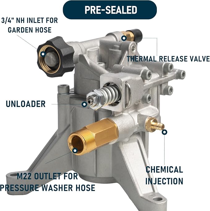 Hourleey 7/8" Shaft Vertical Pressure Washer Pump, 3400PSI 2.5GPM, Replacement Pump for Power Washer Kit, Compatible with Honda, Simpson, RYOBI, Briggs & Stratton, Subaru, Craftsman
