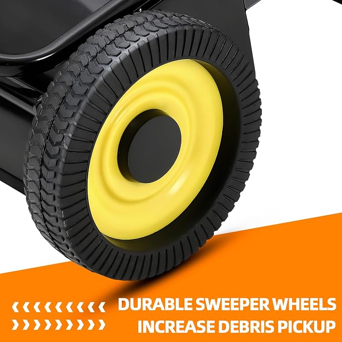 50" Large Capacity Pull Behind Lawn Sweeper with Adjustable Sweeping Height - Leaf & Grass Collector with Dumping Rope Design for Picking Up Grass and Debris