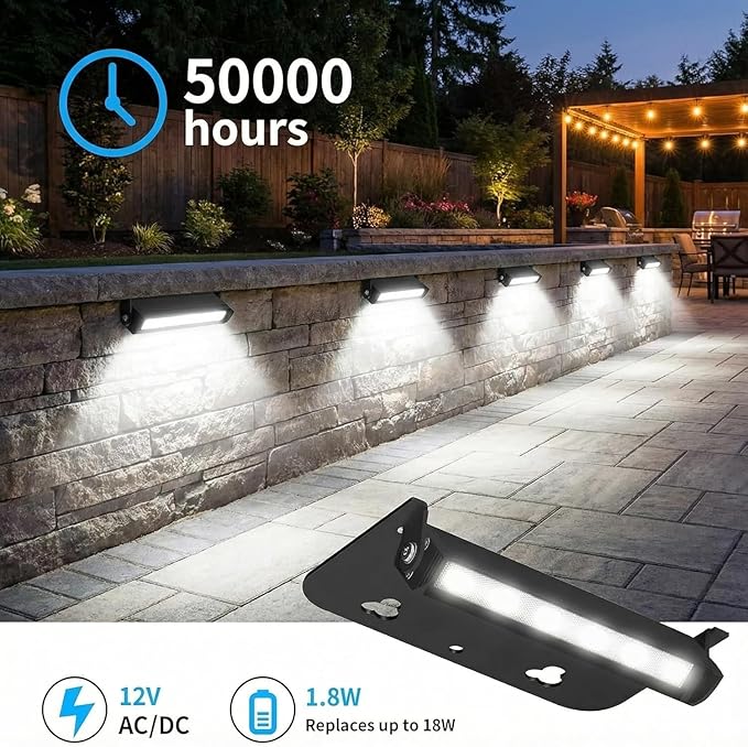 4inch Retaining Wall Lights 1.8W LED Hardscape Paver Lighting,5000K Daylight White Waterproof Outdoor Step Lights,12V AC/DC Low Voltage Landscape Lighting-8Packs