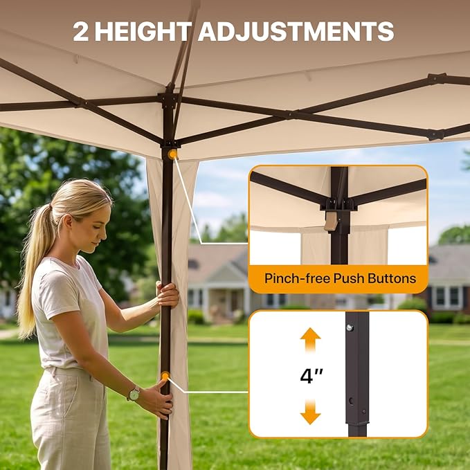 COOS BAY 11x11 Pop Up Gazebo with Mesh Netting, Instant Outdoor Canopy Tent, Water Resistant Shelter with UPF 50+ UV Protection, 121 Sq Ft Coverage, Khaki