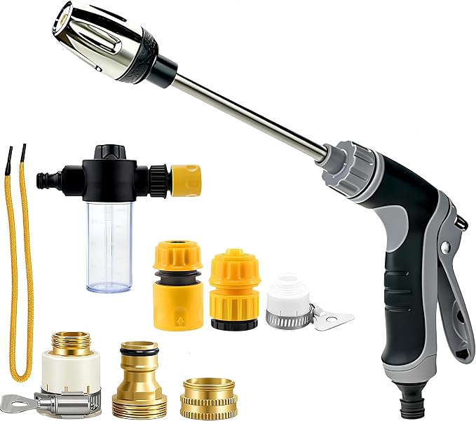 Pressure Washer Gun, Cordless Power Washer, Durable Stainless Steel, 360° Rotating for Three Spray Modes, Universal Compatibility