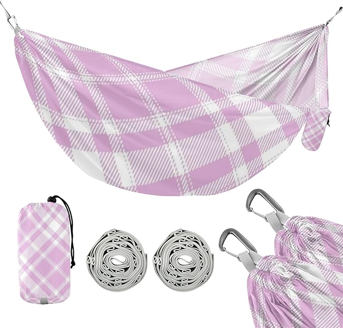 Pink and Purple Checkerboard 330lb Capacity Outdoor Hammock Cloth Hammock for Indoor Outdoor Patio hamacas para adultos 2 Personas