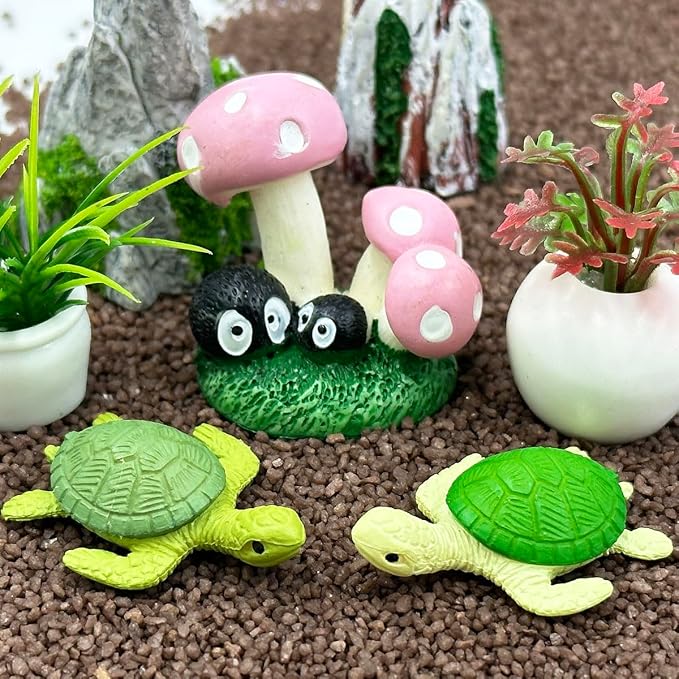 Suartus Mini Green Turtle - 20Pcs Resin Miniature Sea Turtle Figurines Tortoise Turtles Miniature Figurines Ocean Animals Statue for Fairy Garden Micro Landscape Decor Ornament