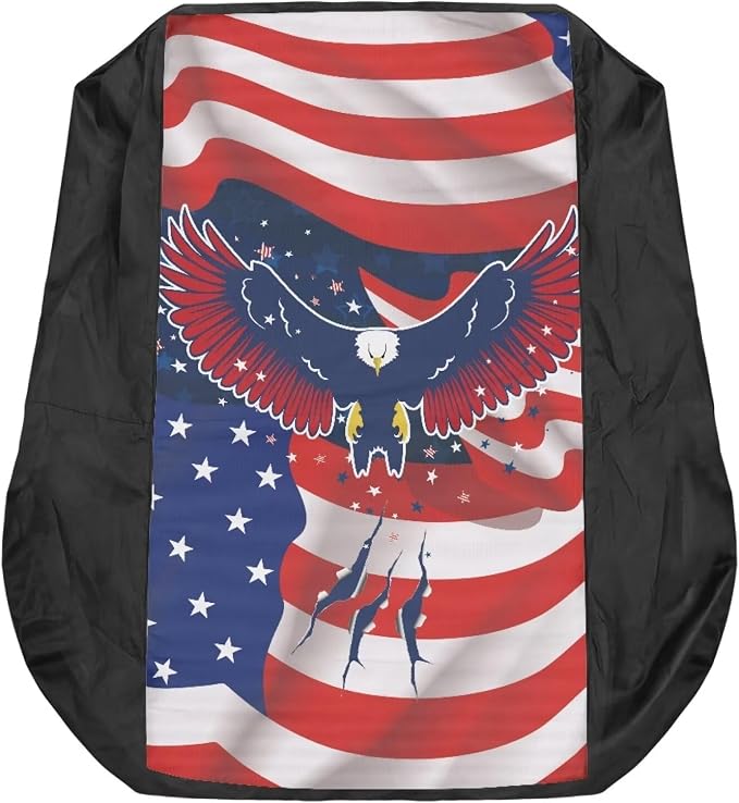 Lawn Mower Seat Cover Craftsman American Flag Eagle Print Tractor Accessories Adjustable Durable Tractor Seat Protective Cover for Lawn Mowers & Tractors