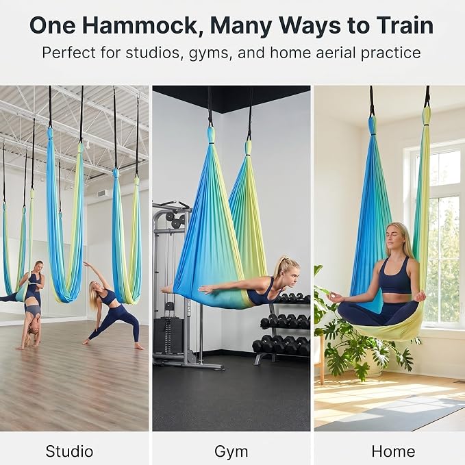 Dark Green Aerial Yoga Hammock, 400×180 Cm Flexible Silk Swing, Ideal for Relaxation and Stress Relief for Sports Enthusiasts