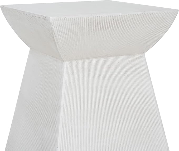 Christopher Knight Home Rell MGO Outdoor Side Table, Square Patio Decorative Small End Table with Pedestal Base, Lightweight Concrete Garden Accent Table for Patio Balcony, No Assembly, White