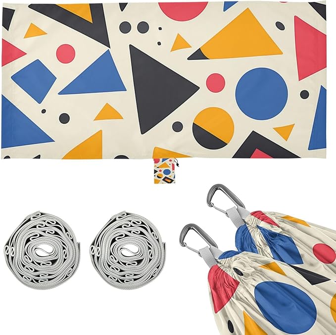 Cartoon Childish Irregular Polygon Pattern Colorful 330lb Capacity Hammocks Portable Hammock for Indoor Outdoor Patio Base de hamaca para adultos