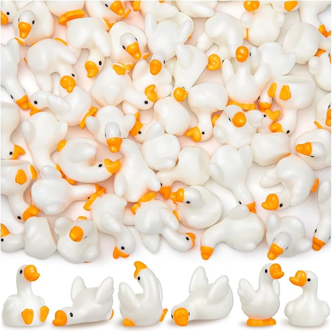 72pcs Mini Resin Goose Figurines, Tiny Animal Figurine Bulk | Small Desk Goose Decor for Garden Lawn Yard Micro Landscape Aquarium Potted Ornament DIY Craft