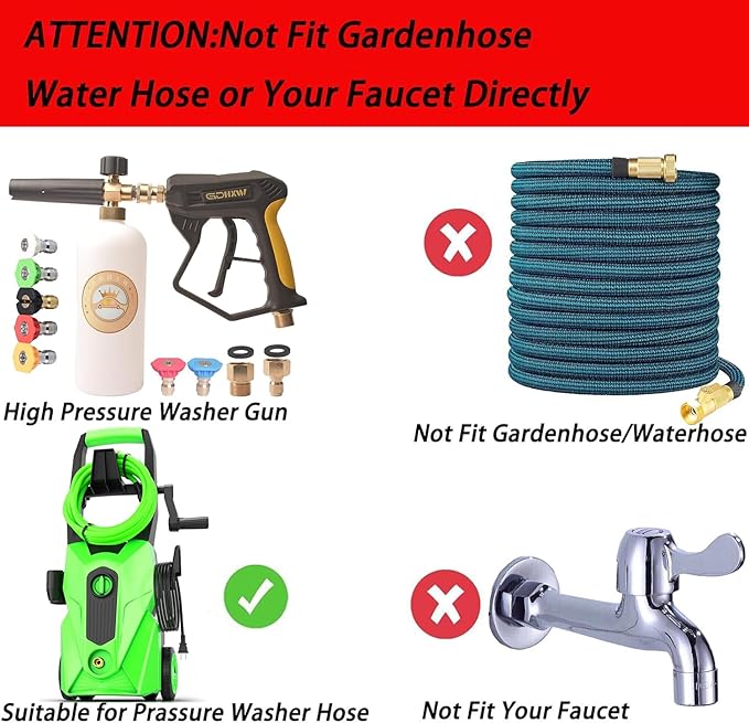 GDHXW X-887 High Pressure Washer Gun with Foam Cannon 2 Adapter 7 Pressure Washer Nozzles,for Car Washing