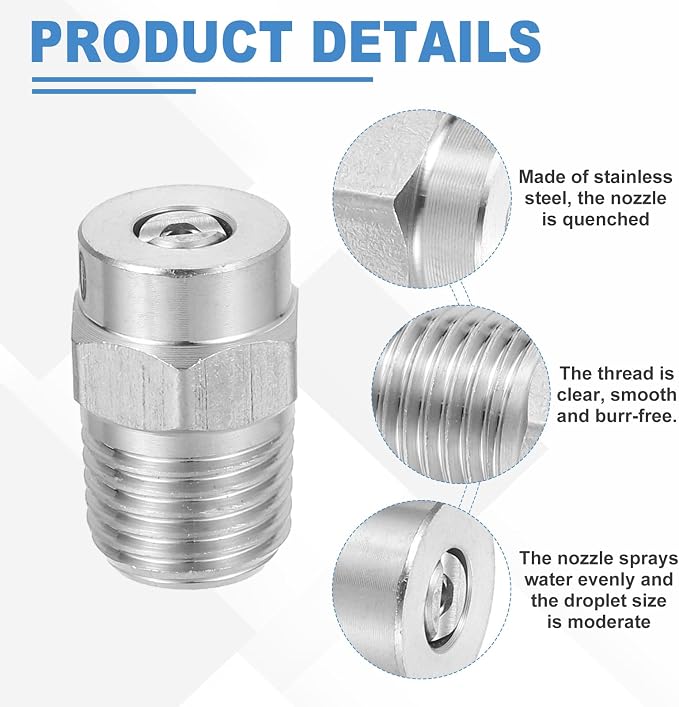uxcell 2Pcs Pressure Washer Nozzle, Stainless Steel Thread Nozzles Tips, Universal Replacement for Undercarriage Cleaner Water Broom, 1/4 Inch NPT Male, 15 Degree 110 Orifice