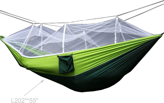 FixtureDisplays® Portable Hammock Jungle Camping with Mosquito Net Outdoor Hanging Sleeping Bed 16117NEW-2D