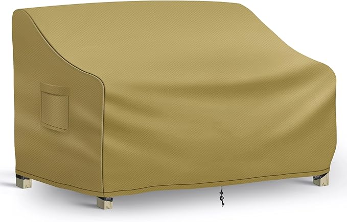 Richwon Outdoor Couch Cover Waterproof, 3-Seater Outdoor Sofa Cover, Patio Furniture Covers with Air Vent and Handles, 79W x 37D x 35H Inches, Khaki