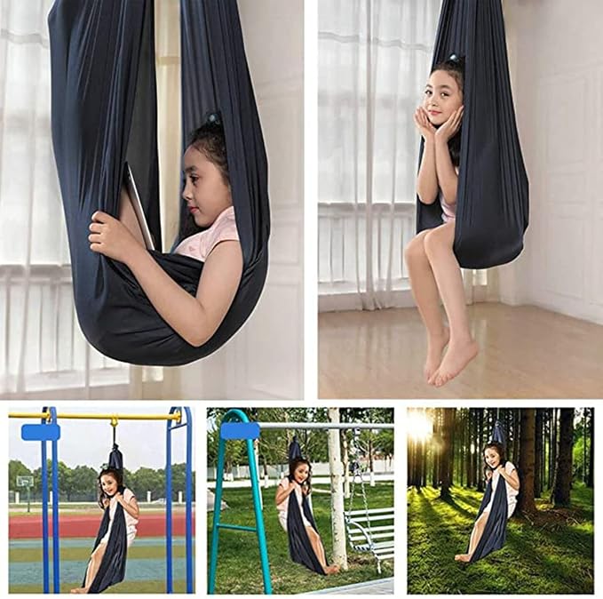 Kids Therapy Swing Adjustable Aerial Yoga Cuddle Hammock Indoor Outdoor Snuggle Swing with Special Needs Ideal for Children Calming & Relaxing Sensory Integration