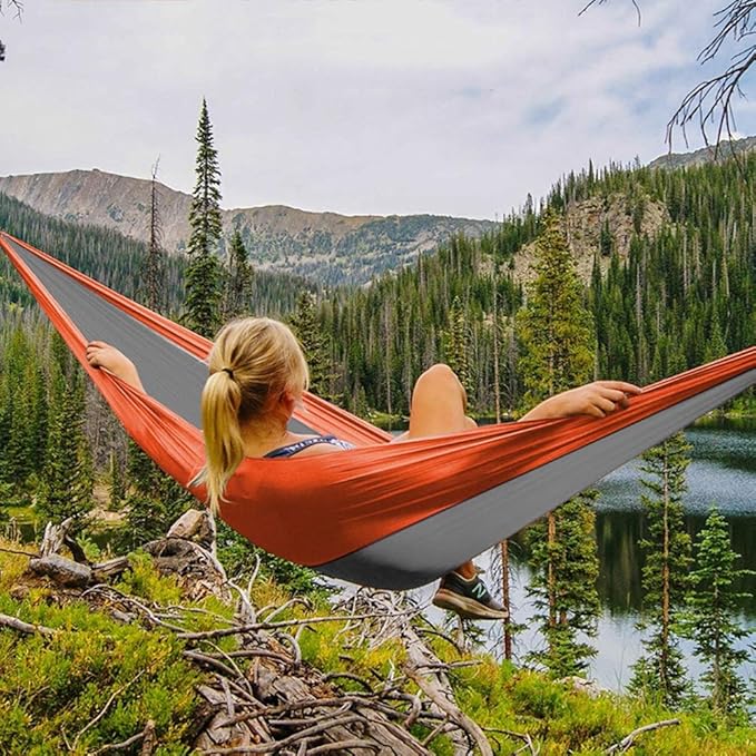 Camping Hammock, Hang Sheet People Double Camping Portable Parachute Hammock Outdoor Hiking Backpack Nylon Chair Swing(Green)