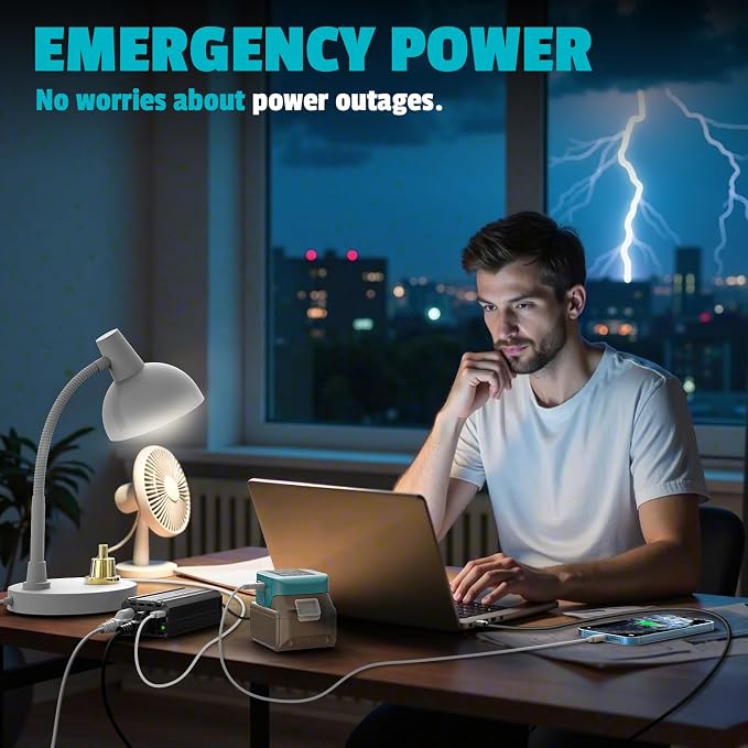300W Power Inverter DC 18V to AC 110V Compatible with Makita: LIVOWALNY Battery Inverter Charger Adapter Power Supply with 2 AC & 2 USB Ports for Car, Vehicles, Laptop, Phone, String Light, Fan